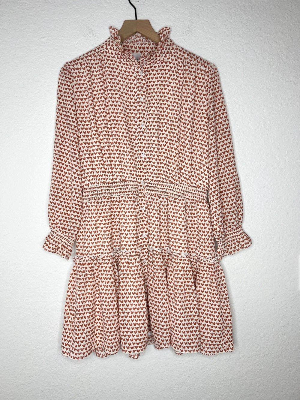 The Shirt by Rochelle Behrens Cream Mini Dress with Red Heart Print - Picture 2 of 7